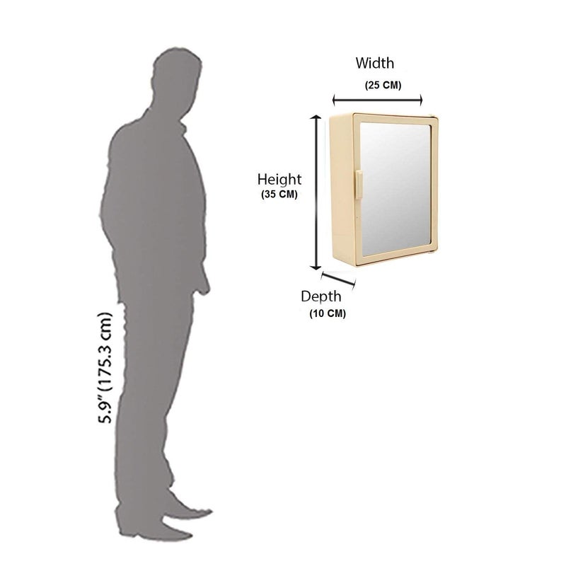 zahab zahab Bathroom Cabinet with Mirror Plastic Set of 2 Size 25 x 95 x 35 cm Ivory - Image 3