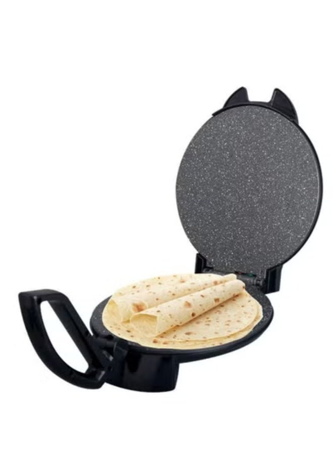 10-Inch Electric Roti Maker – 1200W Chapati Press with Non-Stick Plates, Stainless Steel Body, Adjustable Temperature Control, Dual Indicator Lights, Safety Lock, Easy Cleaning, Quick Heating, Flatbread Machine, Instruction Manual – 220-240V Home Kitchen Appliance – Black  - Image 1