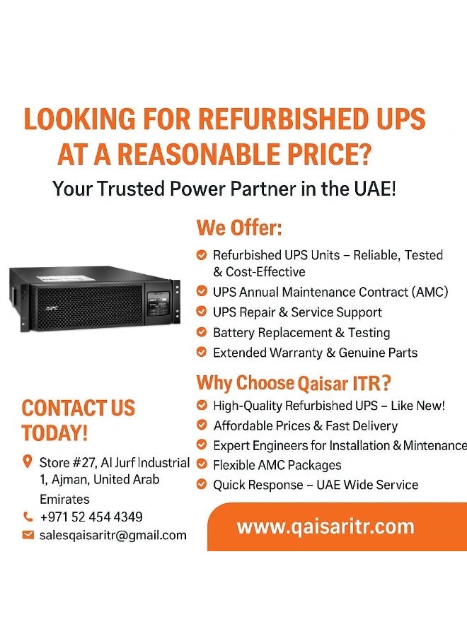 APC Smart-UPS 1000VA/700W 230V (Renewed) – Line Interactive Tower UPS | New Battery | Tested & Working | 8x IEC C13 Outlets | AVR & LCD Display | 10-Month Battery + 1-Year Service Warranty - Image 5