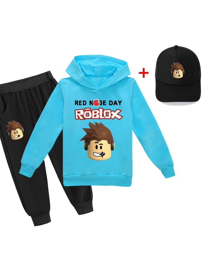 Roblox Print Pattern Long Sleeve Hoodie And Pant Hat Set  - Image 1