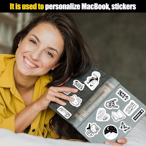 True Flair Pack of 58 Vintage Black & White Waterproof Vinyl Self-Adhesive Sticker for Adults, Multicolor Stickers for Laptop, Journal, Guitar, Mobile - Residue Free - Image 4