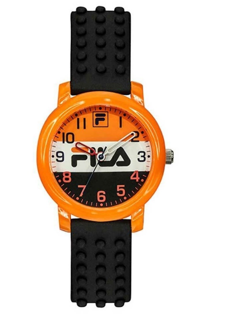 فيلا ساعة فيلا للأطفال بعقارب، هيكل بلاستيك، سوار سيليكون أسود، 38-203-005 - Image 1