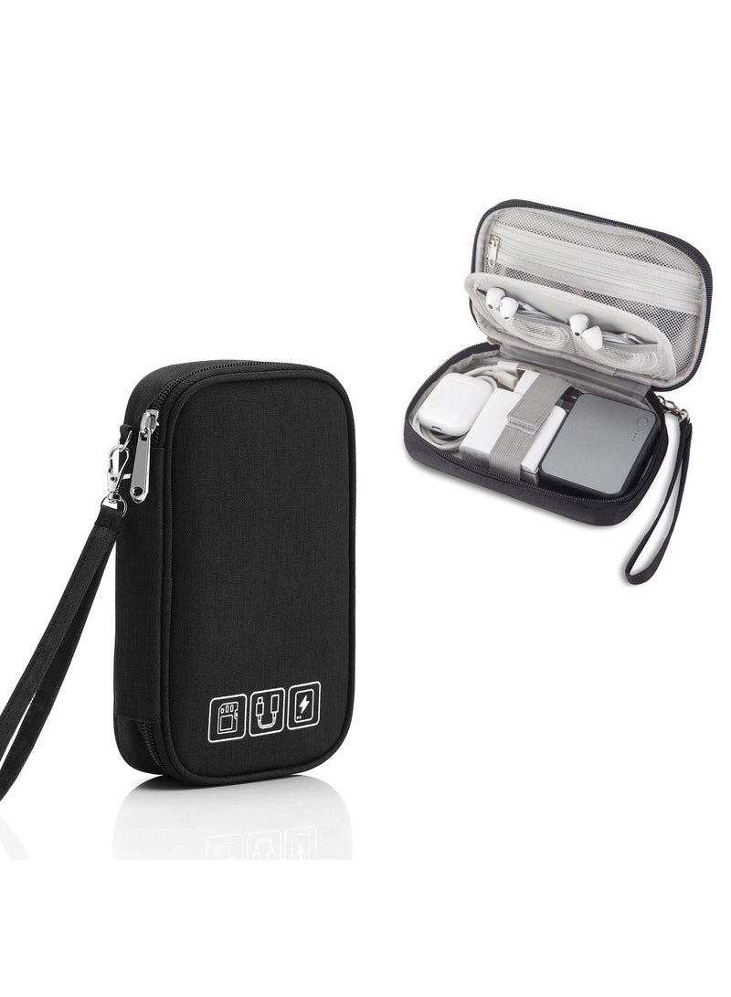 KASTWAVE Electronic Accessories Storage Bag Small Portable Travel Cable Storage Bag All in One Organizer Storage for Power Cords Chargers Hard Drives Headphones USB SD Cards and More (Black) - Image 1