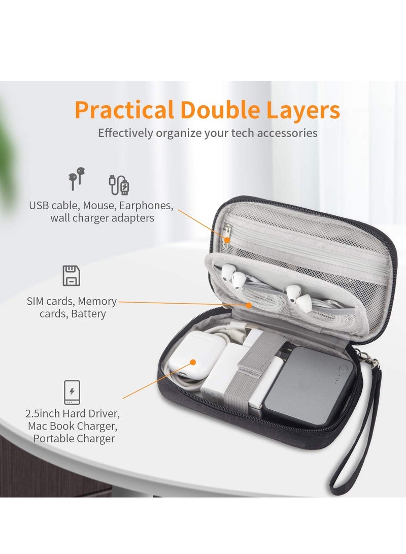 KASTWAVE Electronic Accessories Storage Bag Small Portable Travel Cable Storage Bag All in One Organizer Storage for Power Cords Chargers Hard Drives Headphones USB SD Cards and More (Black) - Image 3