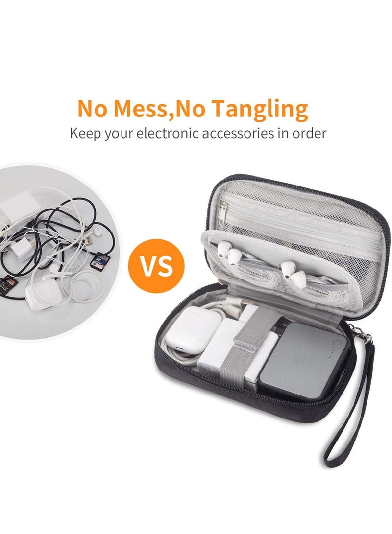 KASTWAVE Electronic Accessories Storage Bag Small Portable Travel Cable Storage Bag All in One Organizer Storage for Power Cords Chargers Hard Drives Headphones USB SD Cards and More (Black) - Image 2