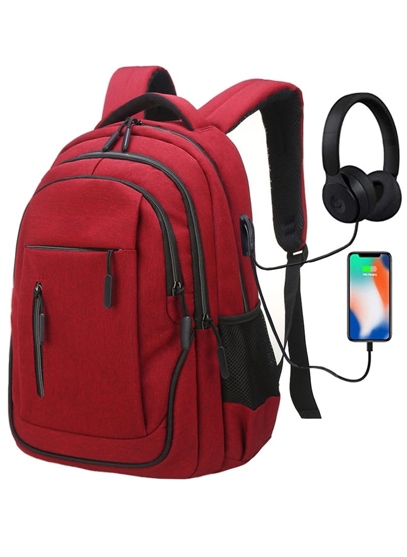 Qiccijoo Qiccijoo Laptop Backpack for Men & Women Business Travel Backpack with Usb Charging Port College School Computer Backpack Fits 15.6 Inch Laptop Notebook(Red)  - Image 1