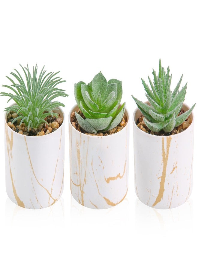 Der Rose 3 Pack Small Fake Plants Succulents Plants Artificial in Pots for Home Office Desk Decor for Women - Image 1