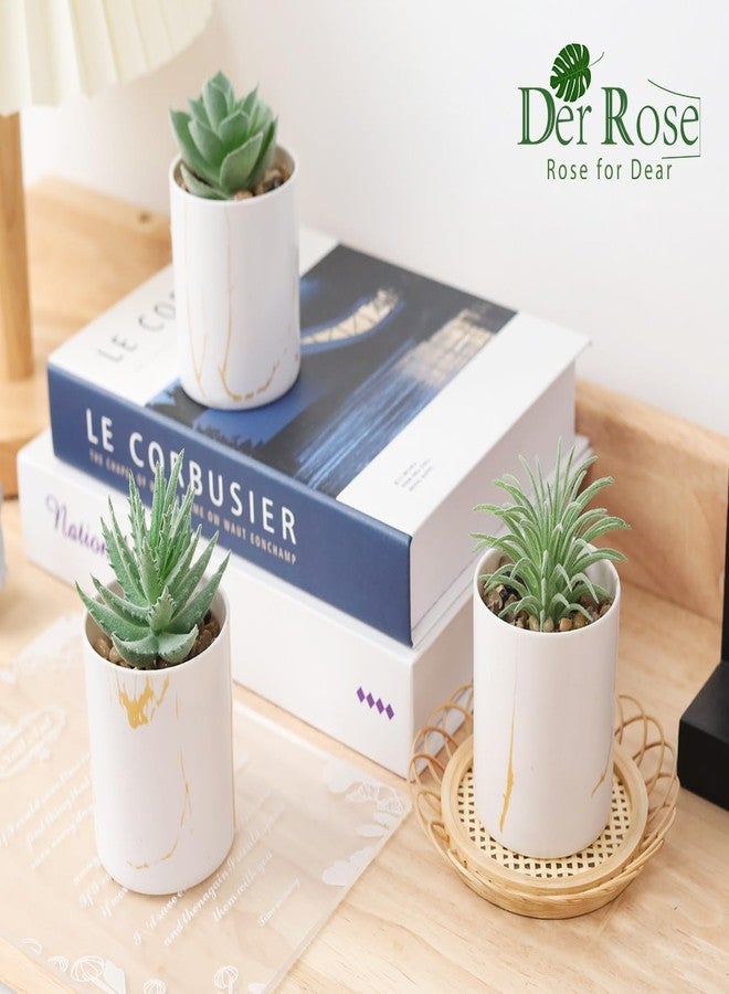 Der Rose 3 Pack Small Fake Plants Succulents Plants Artificial in Pots for Home Office Desk Decor for Women - Image 4