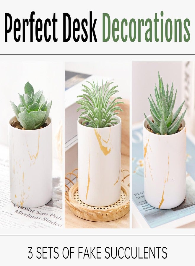 Der Rose 3 Pack Small Fake Plants Succulents Plants Artificial in Pots for Home Office Desk Decor for Women - Image 3
