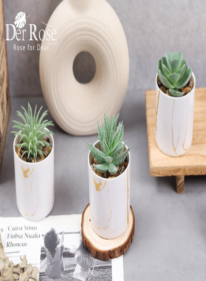 Der Rose 3 Pack Small Fake Plants Succulents Plants Artificial in Pots for Home Office Desk Decor for Women - Image 5