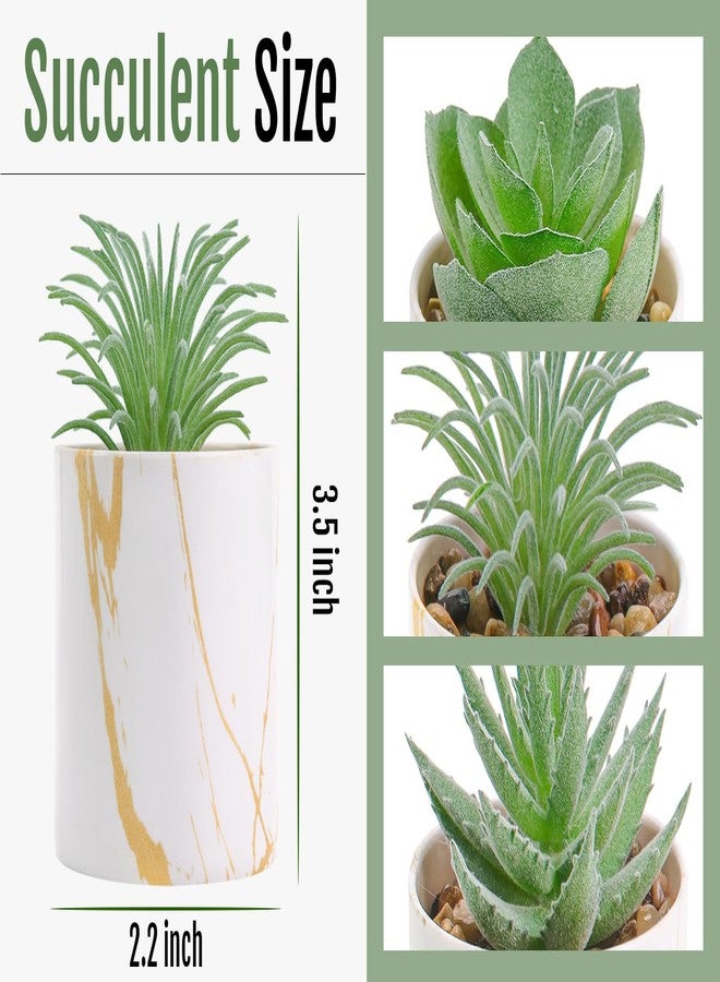 Der Rose 3 Pack Small Fake Plants Succulents Plants Artificial in Pots for Home Office Desk Decor for Women - Image 2