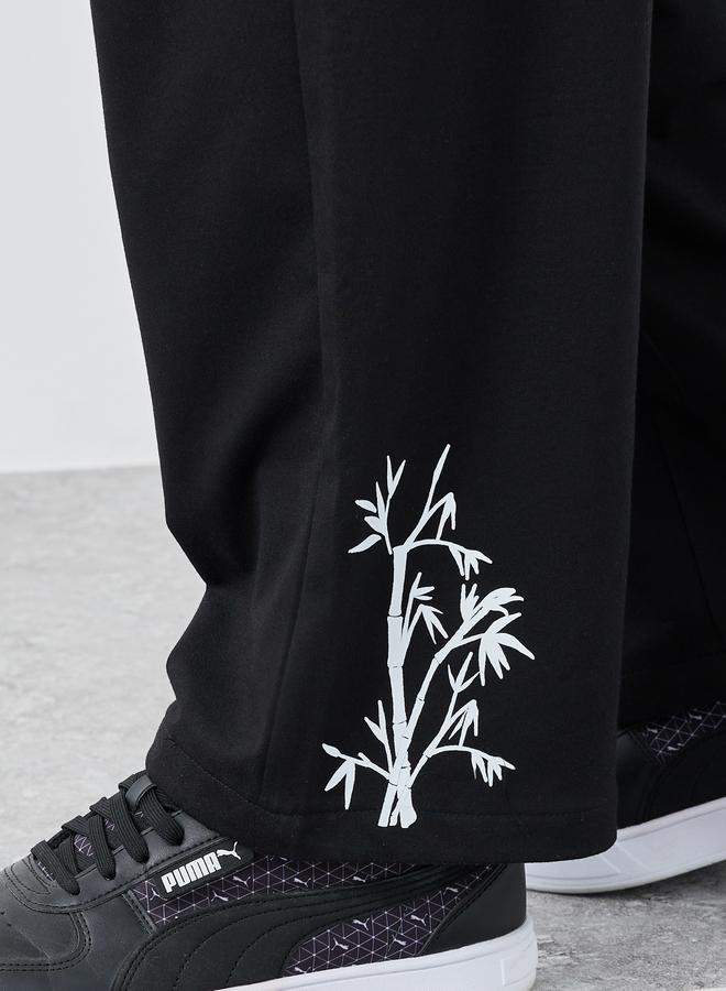 Styli Woven Relaxed Fit Joggers with Graphic Print - Image 3