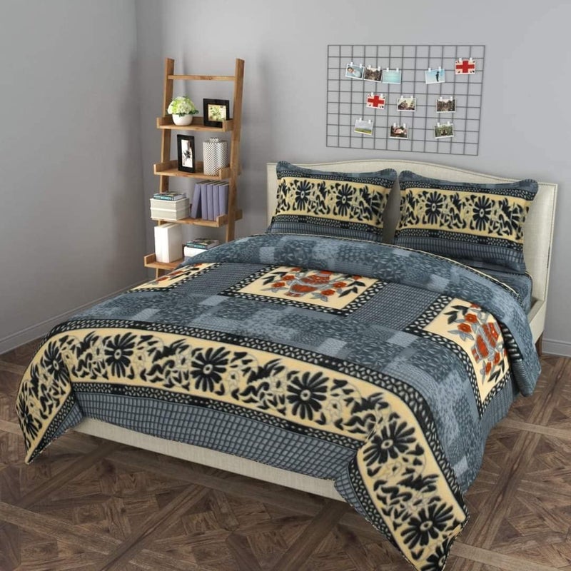 Laying Style™ 250 TC Warm Polar Fleece Printed Soft King Size Woolen Bedsheet with 2 Pillow Cover for Double Bed,AC Rooms,Winter, Hotel, Size 90x100 Inch, Multicolor - Image 3