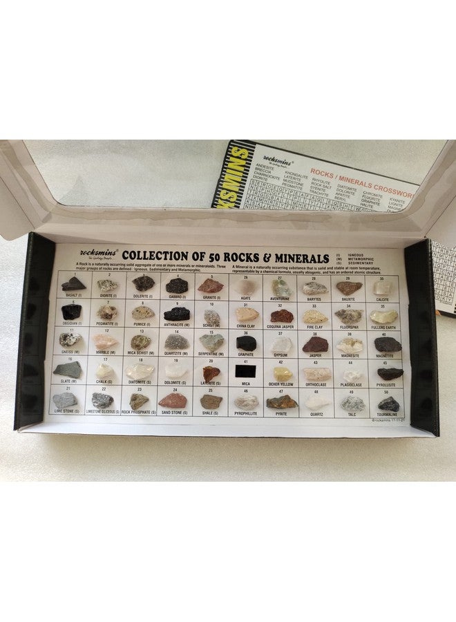 ROCKSMINS RM50WM Collection Set of 50 Rocks & Minerals for School Education Igneous Sedimentary Metamorphic Samples Activity Geology 25 Rock + 25 Mineral Memory Great Educational STEM Toys for Kids - Image 4
