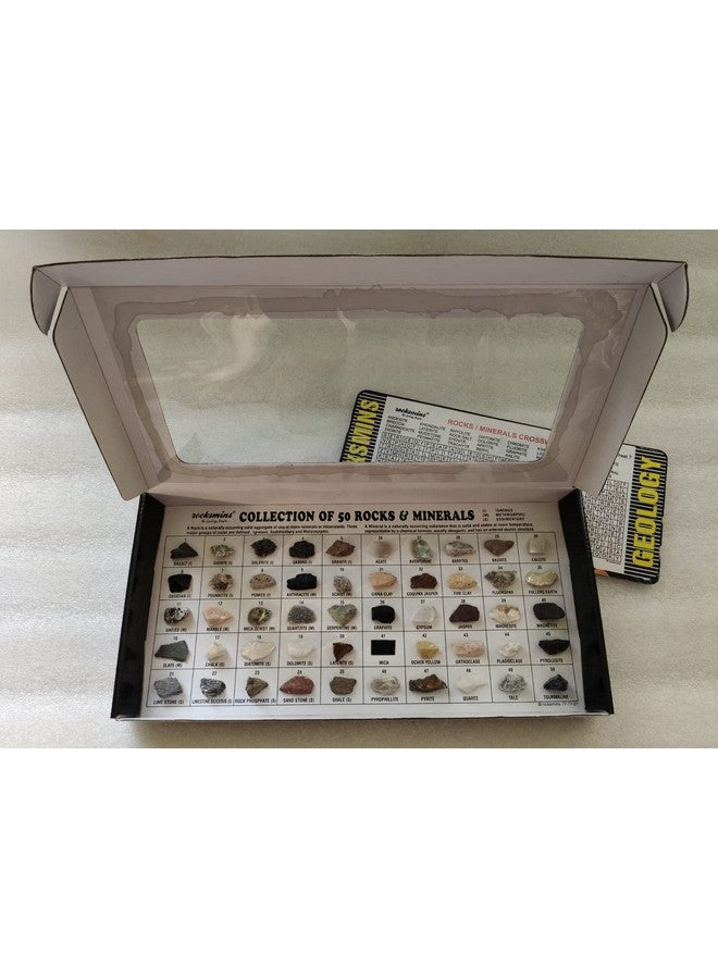 ROCKSMINS RM50WM Collection Set of 50 Rocks & Minerals for School Education Igneous Sedimentary Metamorphic Samples Activity Geology 25 Rock + 25 Mineral Memory Great Educational STEM Toys for Kids - Image 2