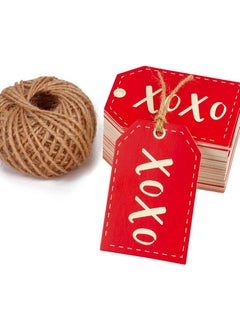Generic Gift Tags with String - 100PCS 2x3 Inch Valentine's Day XOXO Paper Tags with 100 Feet Natural Jute Twine for Valentine' Day, Party Favors  - Image 1