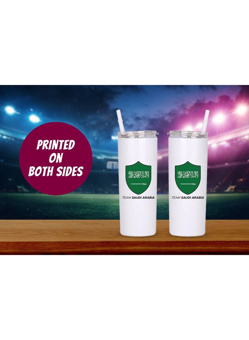 إم إي سي كوب بتصميم فريق كرة القدم السعودية مطبوع على كلا الجانبين، مياه شرب مطبوعة، 17 أونصة، لون أبيض - Image 2