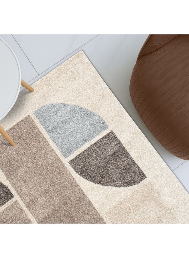 DANUBE HOME Sahara Modern Abstracts Rug | Washable Modern Rugs Style | Polypropylene + Polyester Area Rug Floor Covering | Indoor Carpet For Living Room Dining Bedroom 160X230cm-Brown-231200400586 - Image 1