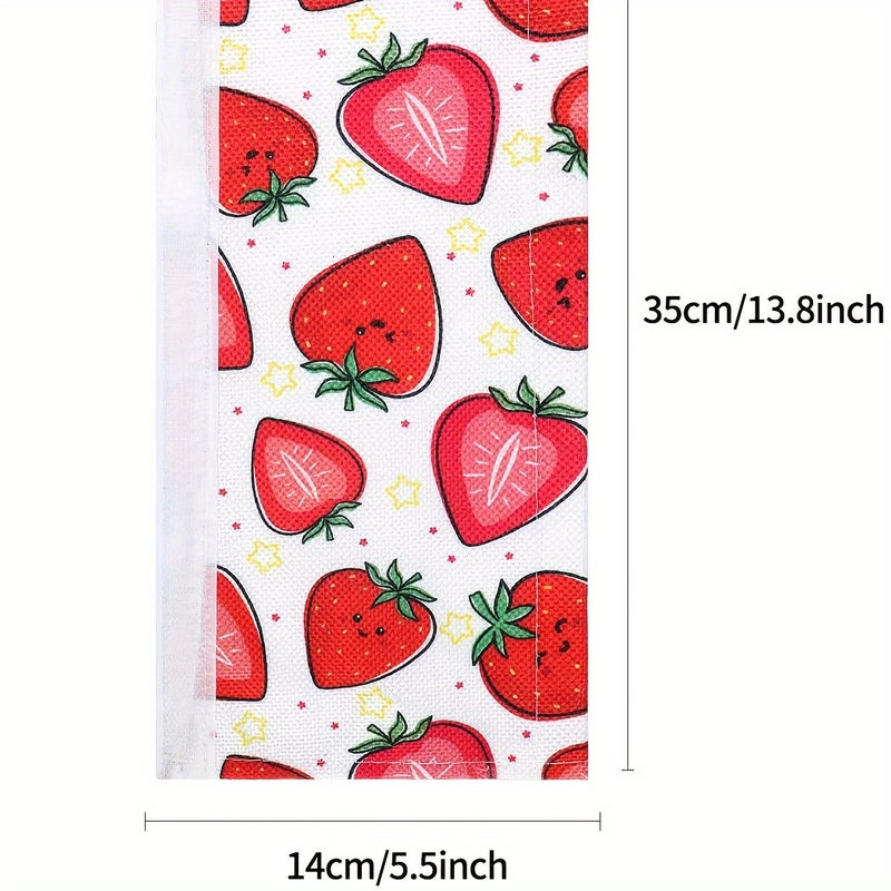 2 Pcs Red Strawberry Print Refrigerator Door Handle Covers - Image 3
