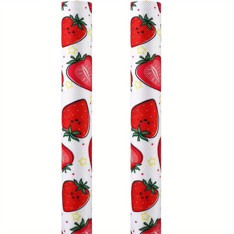 2 Pcs Red Strawberry Print Refrigerator Door Handle Covers - Image 4