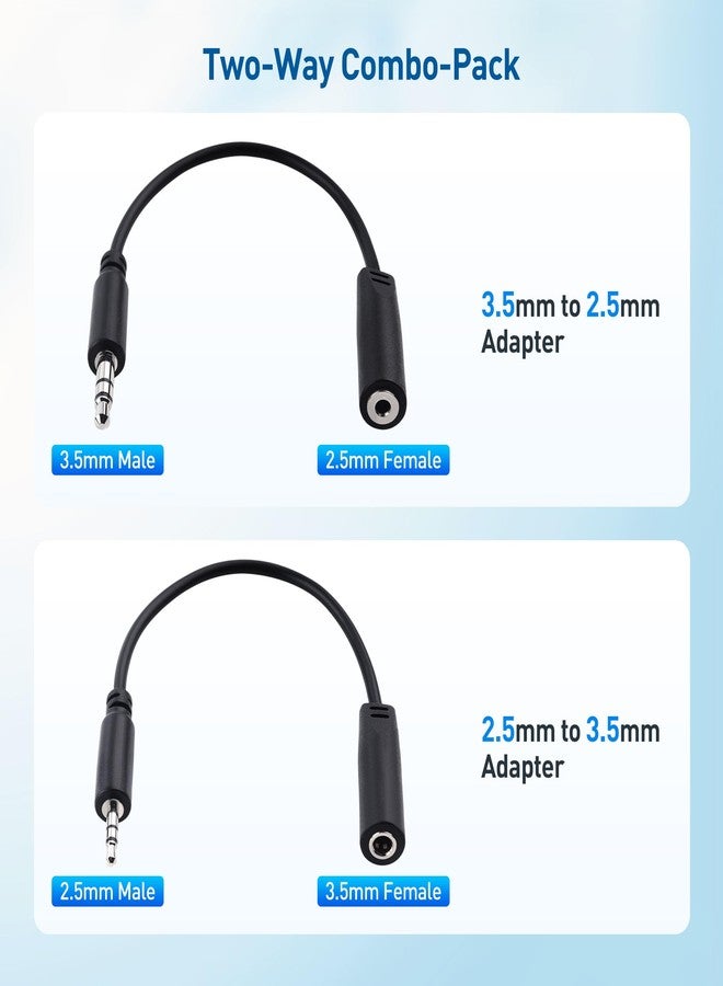 Cable Matters Combo-Pack TRS 2.5 mm and 3.5 mm Headphone Adapter Kit (1X 2.5mm to 3.5mm Converter and 1X 3.5mm to 2.5mm Converter) in Black - 4 Inches - Image 2