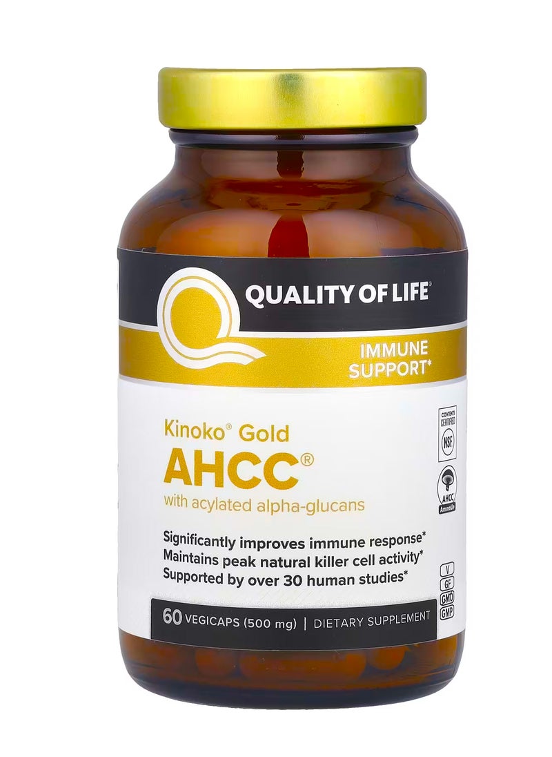Quality of Life Kinoko® Gold AHCC® with Acylated Alpha-Glucans, 60 Vegicaps 