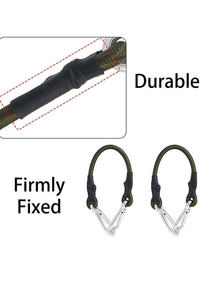 2 Pcs Heavy Duty Carabiner  Bungee Cord, Waterproof Bungee Cords, Extra Strong and Durable Elasticated Cord, Suitable for Tarps, Bike Rack, Tent, Car