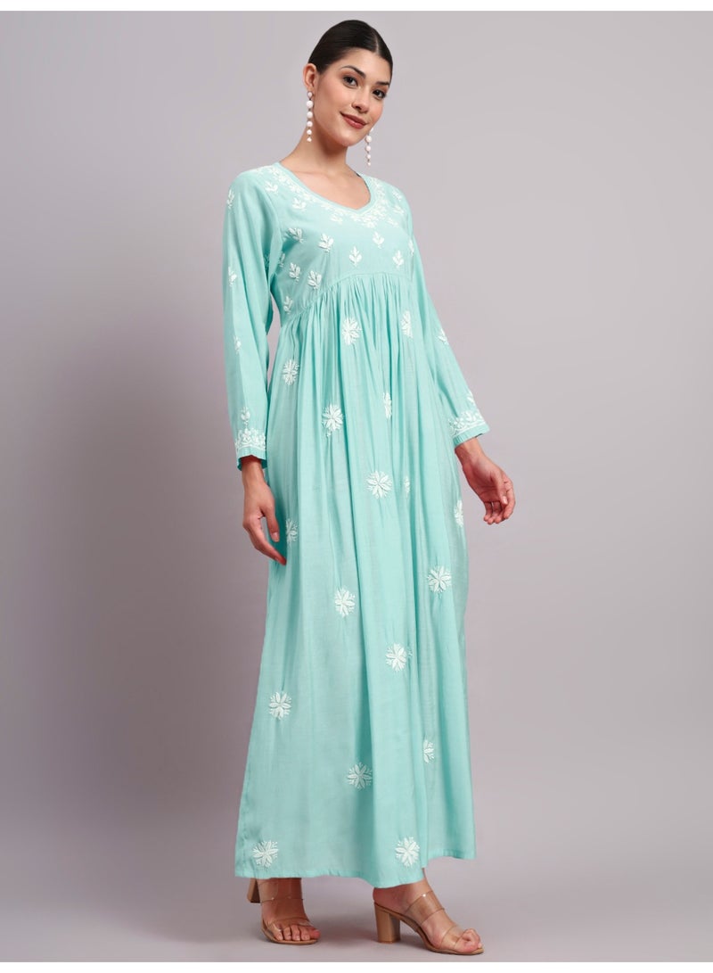 الايا جلابية شانديري مطرزة يدويًا شيكانكاري - Image 5