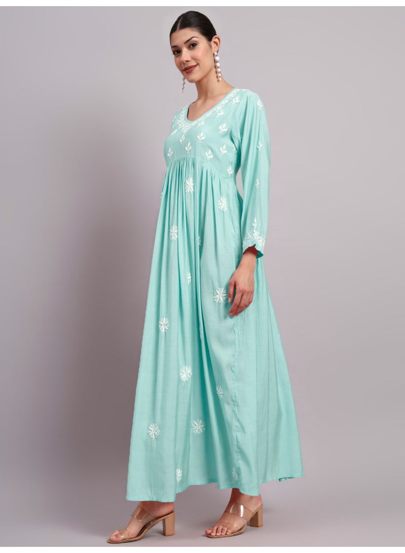 الايا جلابية شانديري مطرزة يدويًا شيكانكاري - Image 4