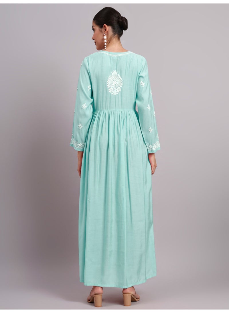 الايا جلابية شانديري مطرزة يدويًا شيكانكاري - Image 2