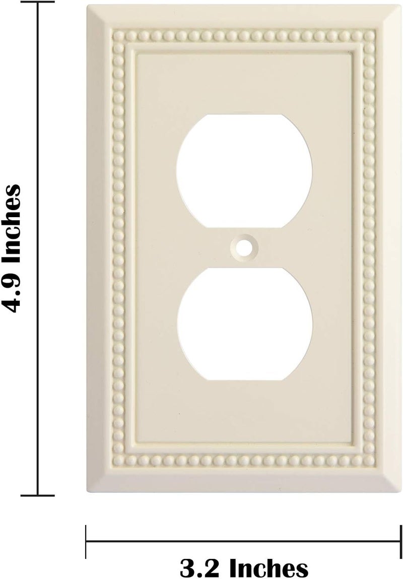 Henne Bery Sunken Pearls Heavy Duty Decorative Wall Plate Switch Plate Outlet Cover, Durable Solid Zinc Alloy (Single Duplex 2PK, Light Almond) - Image 3