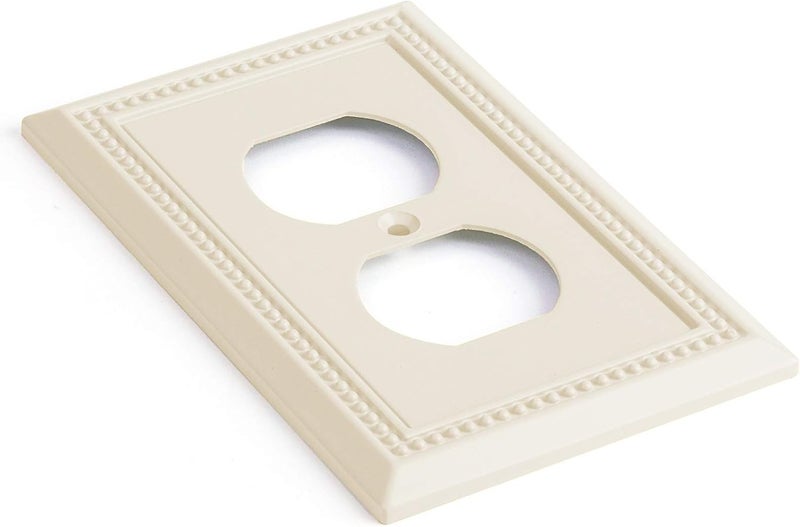 Henne Bery Sunken Pearls Heavy Duty Decorative Wall Plate Switch Plate Outlet Cover, Durable Solid Zinc Alloy (Single Duplex 2PK, Light Almond) - Image 2
