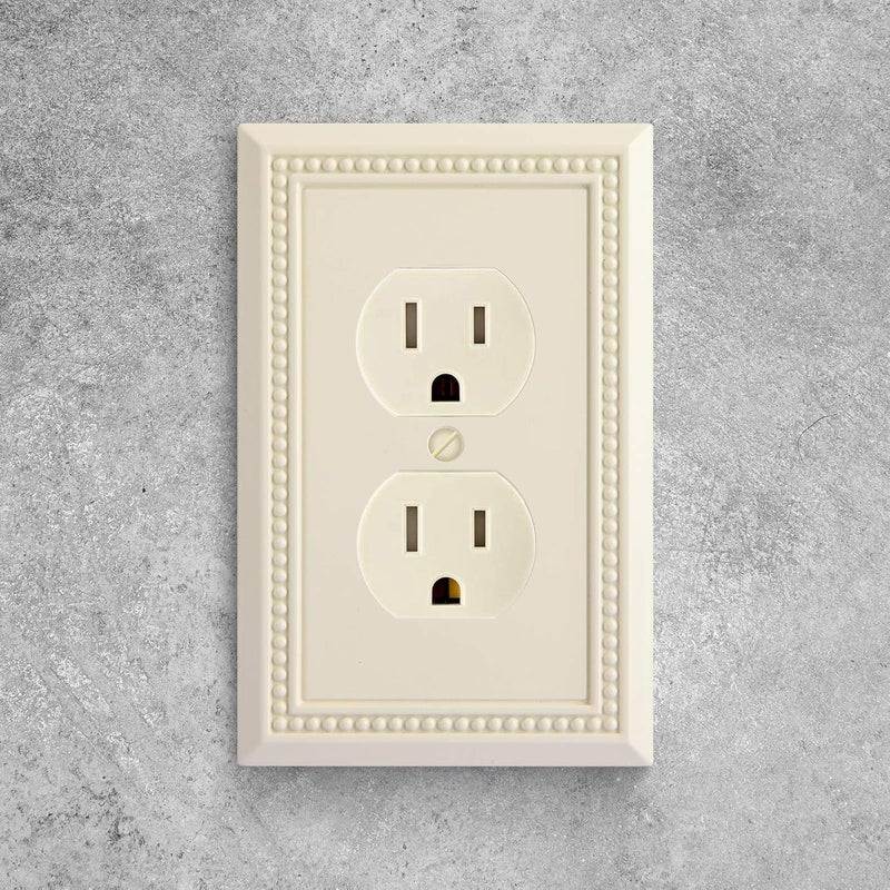 Henne Bery Sunken Pearls Heavy Duty Decorative Wall Plate Switch Plate Outlet Cover, Durable Solid Zinc Alloy (Single Duplex 2PK, Light Almond) - Image 4