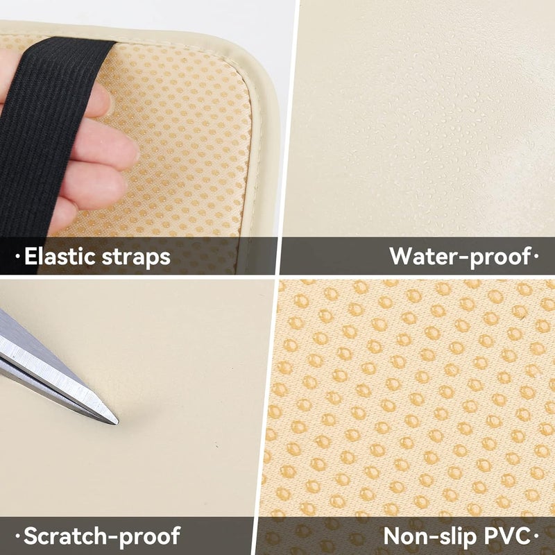 amiss Auto Center Console Pad, PU Leather Car Armrest Seat Box Cover Protector, Universal Waterproof Non Slip Soft Center Console Armrest Pad for Most Vehicle, SUV, Truck, Car (Beige) - Image 1