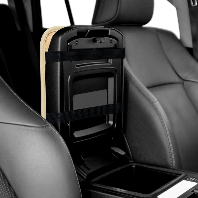 amiss Auto Center Console Pad, PU Leather Car Armrest Seat Box Cover Protector, Universal Waterproof Non Slip Soft Center Console Armrest Pad for Most Vehicle, SUV, Truck, Car (Beige) - Image 3