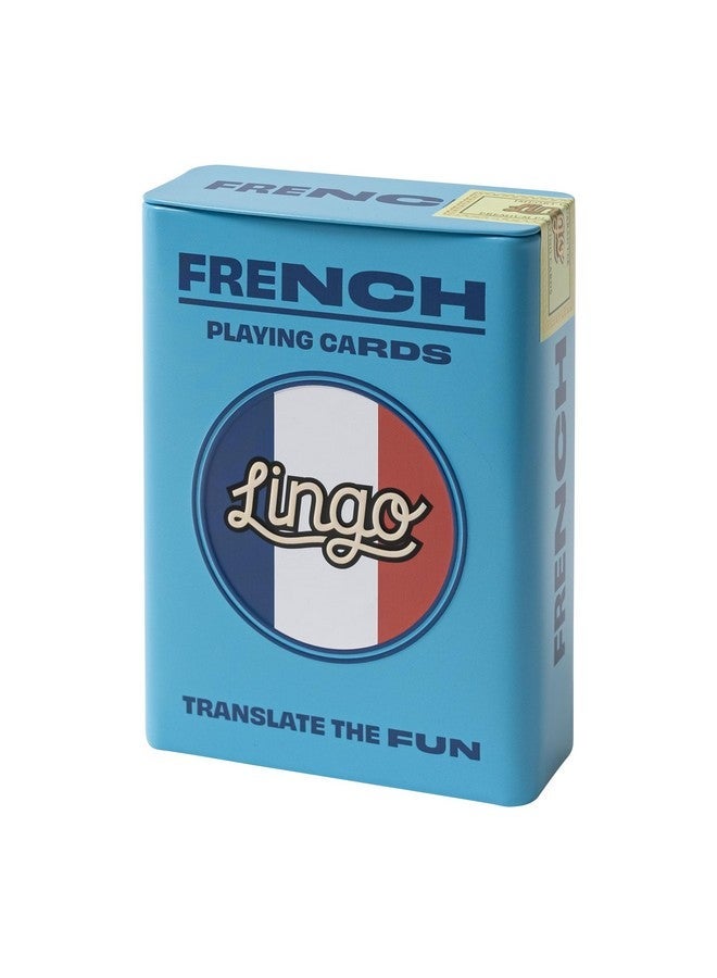Lingo French Playing Cards in Wayfarer Tin Box | Travel Flashcards | Learn French Vocabulary in A Fun & Easy Way | 52 Essential Translations - Image 1