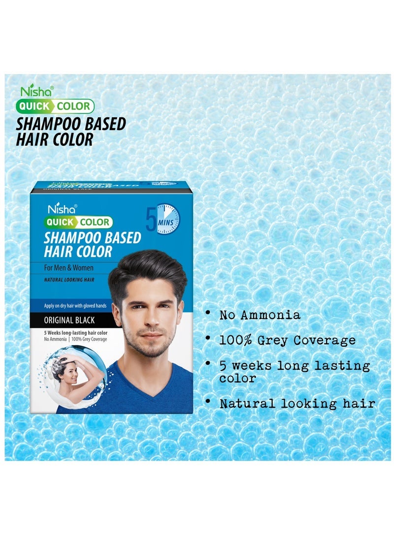 Nisha Shampoo Hair Color Dye, 100% Grey Coverage, 60ml, Original Black - Image 3