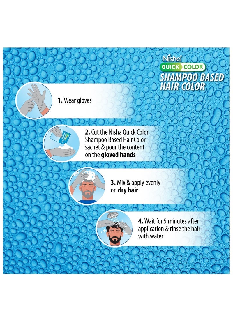 Nisha Shampoo Hair Color Dye, 100% Grey Coverage, 60ml, Original Black - Image 5