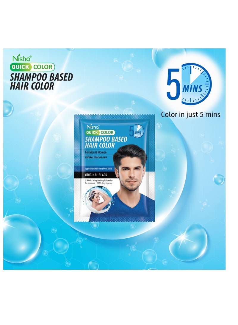 Nisha Shampoo Hair Color Dye, 100% Grey Coverage, 60ml, Original Black - Image 4