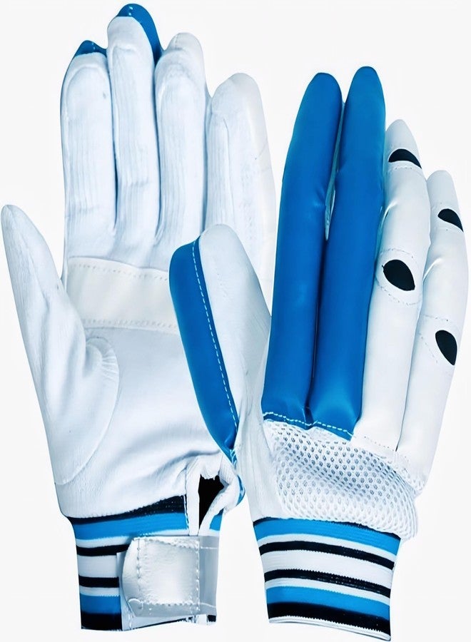 LABH TRADERS Cricket Batting Gloves, Blue and White, Ventilated Fingers, Striped Wrist Band - Image 2