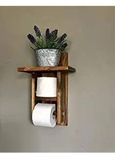 VM DECOR VM DECOR Wooden Toilet Paper Holder in Bathroom Toilet Paper roll Holder 1 Toilet Paper roll Hanger Wooden Brown Wall Toilet Roll Holder Rustic Solid Wood Paper Holder Rosewood Natural Teak  - Image 2