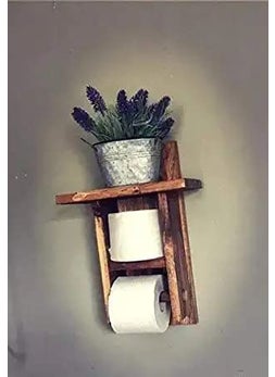 VM DECOR VM DECOR Wooden Toilet Paper Holder in Bathroom Toilet Paper roll Holder 1 Toilet Paper roll Hanger Wooden Brown Wall Toilet Roll Holder Rustic Solid Wood Paper Holder Rosewood Natural Teak  - Image 1