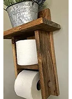 VM DECOR VM DECOR Wooden Toilet Paper Holder in Bathroom Toilet Paper roll Holder 1 Toilet Paper roll Hanger Wooden Brown Wall Toilet Roll Holder Rustic Solid Wood Paper Holder Rosewood Natural Teak  - Image 4