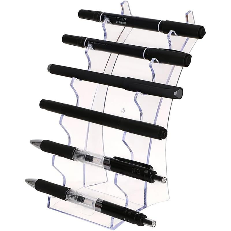 BEST MEDIA Acrylic Pen Holder Display Stand, Makeup Brush Rack Organizer Holder - Clear - 6 slots - 2 Pack