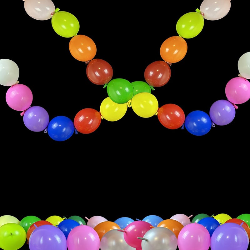 Efay Link Balloons 100Pcs 6inch Colorful Small Link Balloon Mix Color Latex Linkable Needle Tail Balloons Connected for BIrthdayWeddingBaby Shower Decoration colorful 6 - Image 3