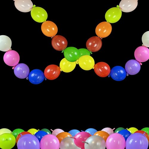 Efay Link Balloons 100Pcs 6inch Colorful Small Link Balloon Mix Color Latex Linkable Needle Tail Balloons Connected for BIrthdayWeddingBaby Shower Decoration colorful 6 - Image 1