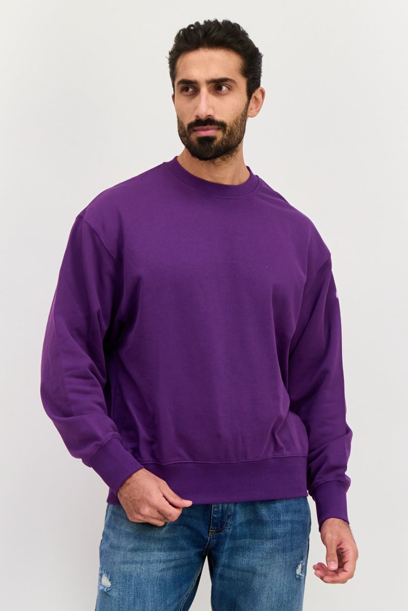 ESPRIT Men Ribbed Neck Plain Long Sleeves Sweatshirt, Purple - Image 1