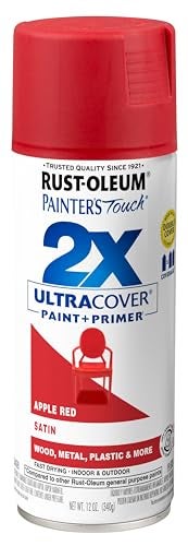 Rust-Oleum 334094 Painter's Touch 2X Ultra Cover Spray Paint, 12 oz, Satin Apple Red - Image 1