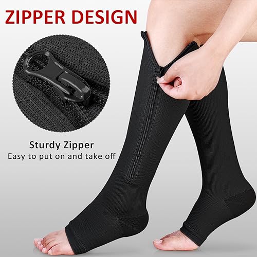 Ailaka Medical Zipper Compression Socks 1520 mmHg Knee High Open Toe Compression Socks for Men Women Support Socks for Varicose Veins Edema - Image 5