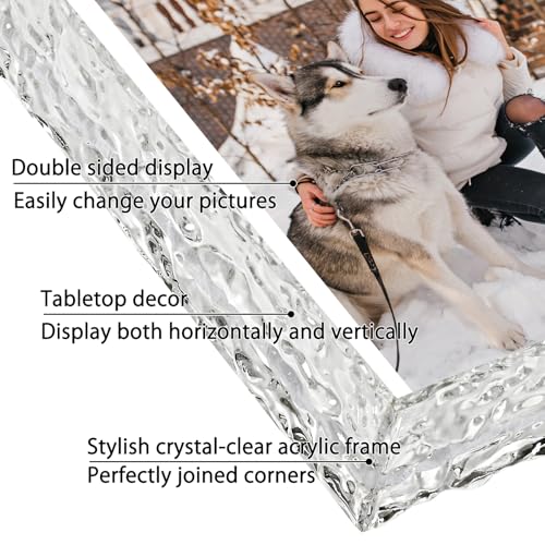 MFoffice 8x10 Picture Frame - Crystal Clear Acrylic Floating Photo Frame for 8x10, 8x8, 6x8 Photos, Horizontal or Vertical Tabletop Display, Transparent, 1Pack - Image 5